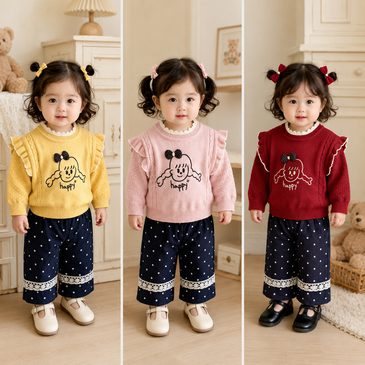 Happy Girl 2-Piece Sweater & Trouser Set