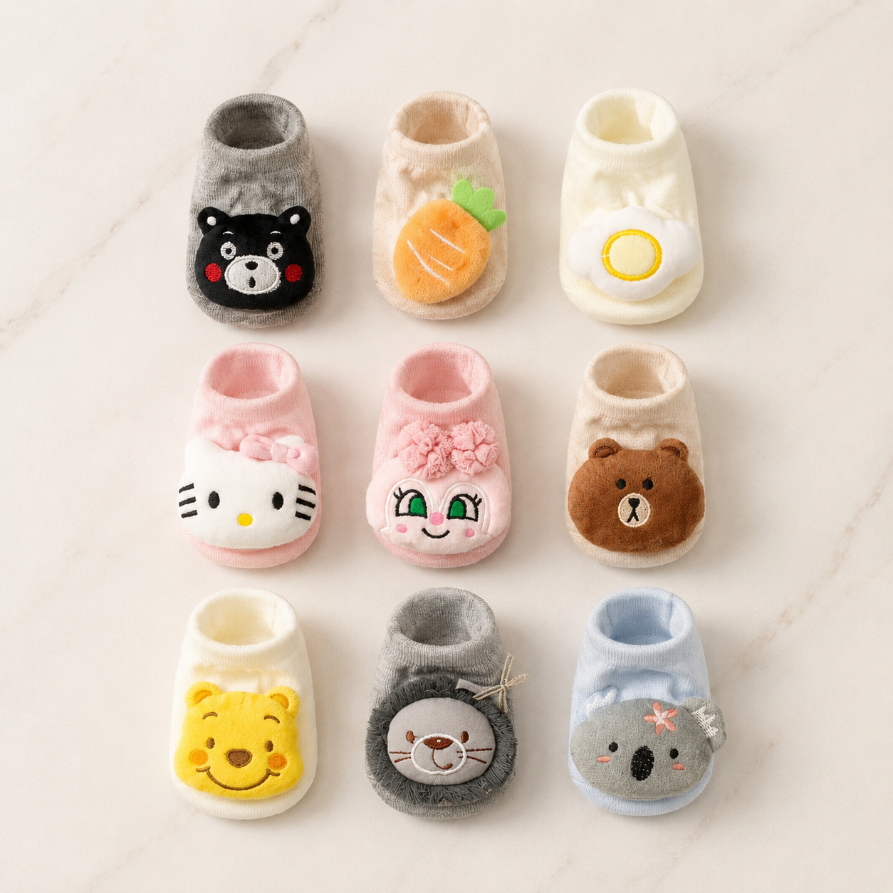 Cute Character Baby Ankle Socks – 9 Designs (3M TO 2YR)