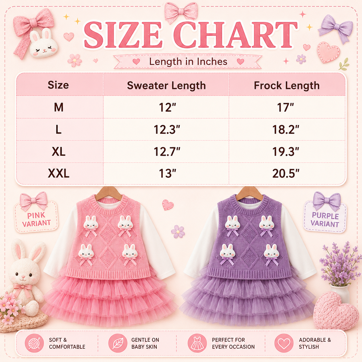 Bunny Knit 2-Piece Girls Frock Set