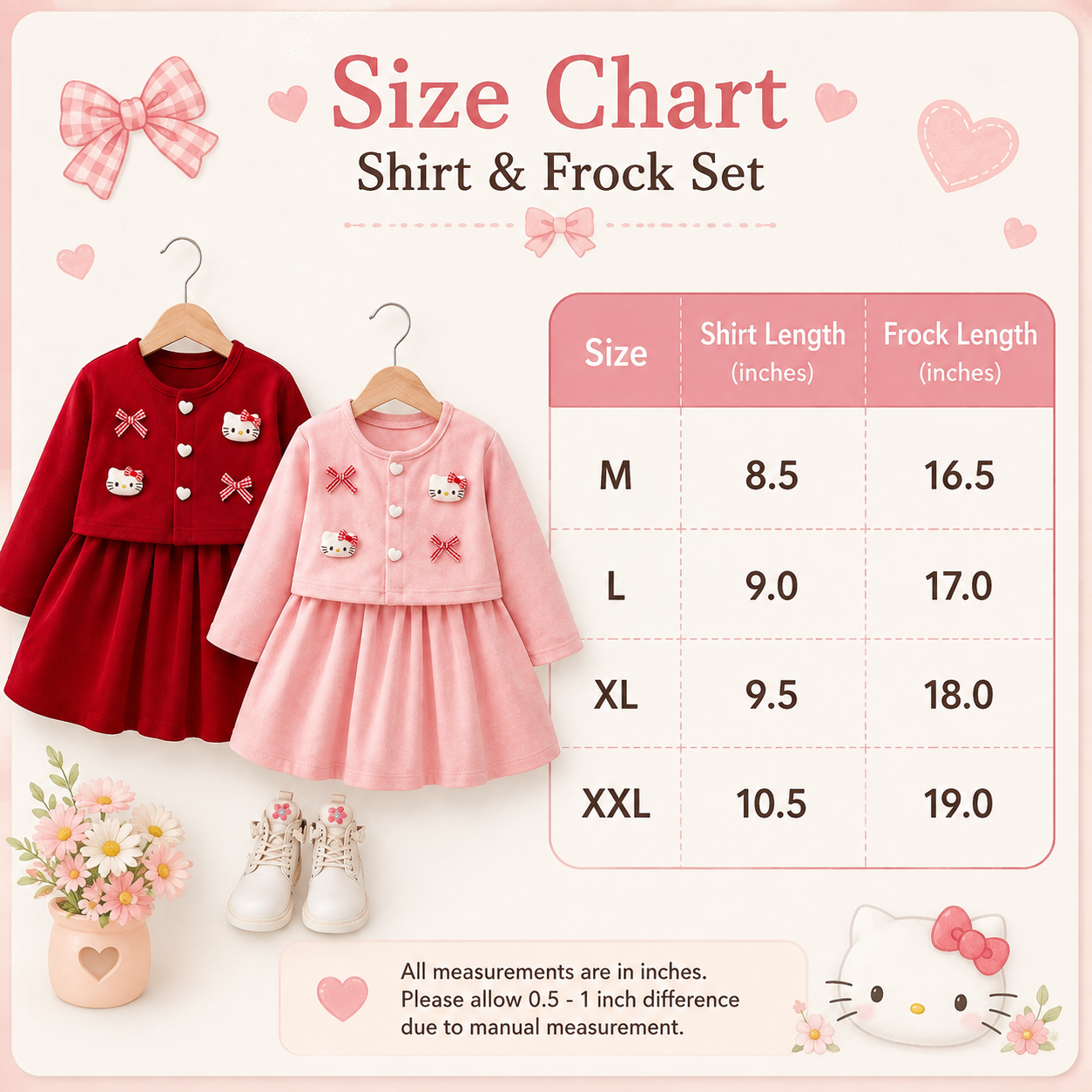 Sweet Bow Girls 2-Piece Frock Set – 2 Colors