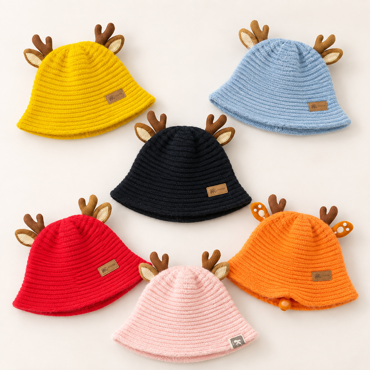 Cute Deer Antler Knitted Baby Winter Cap – 7 Colors