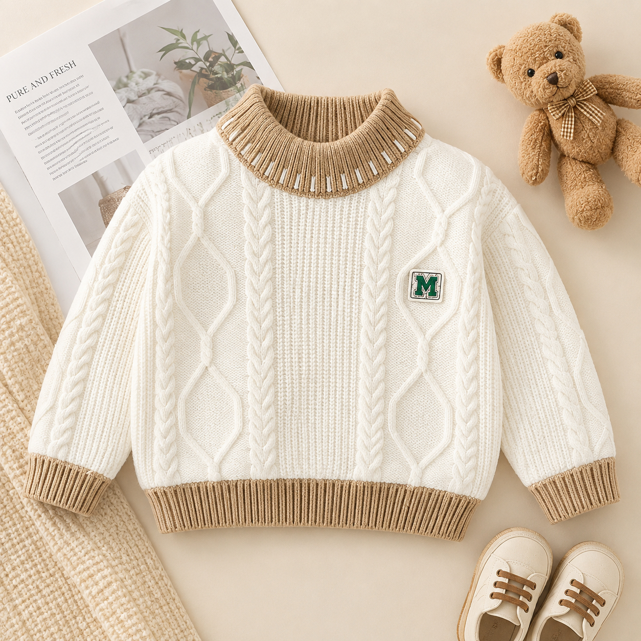Kids Premium Cable Knit Sweater – 2 Colors