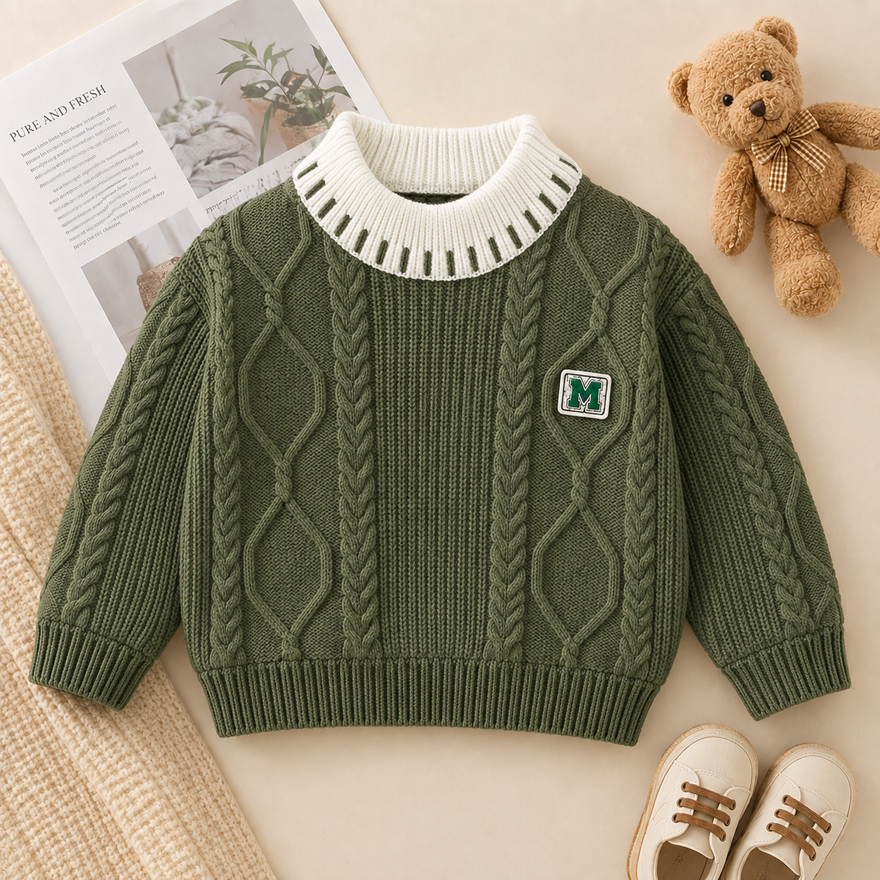 Kids Premium Cable Knit Sweater – 2 Colors