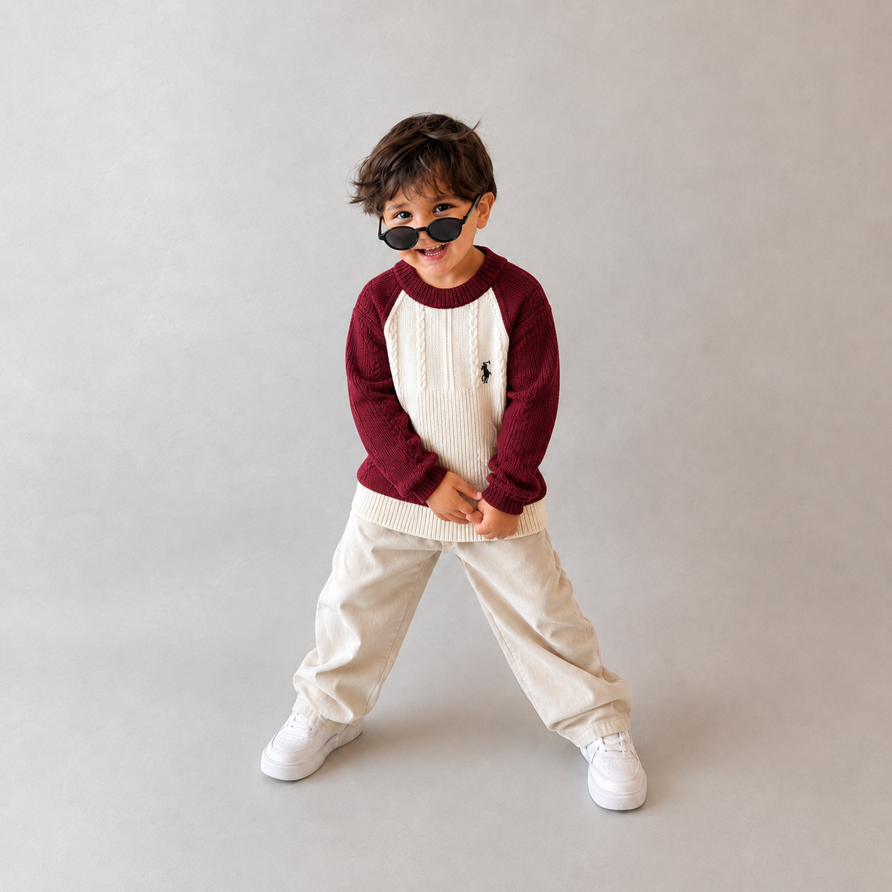Kids Cable Knit Colorblock Sweater – 2 Colors