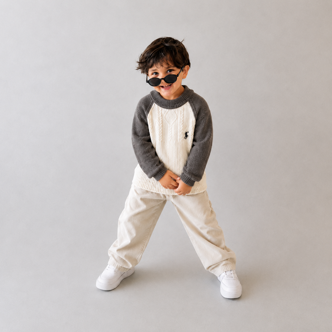Kids Cable Knit Colorblock Sweater – 2 Colors