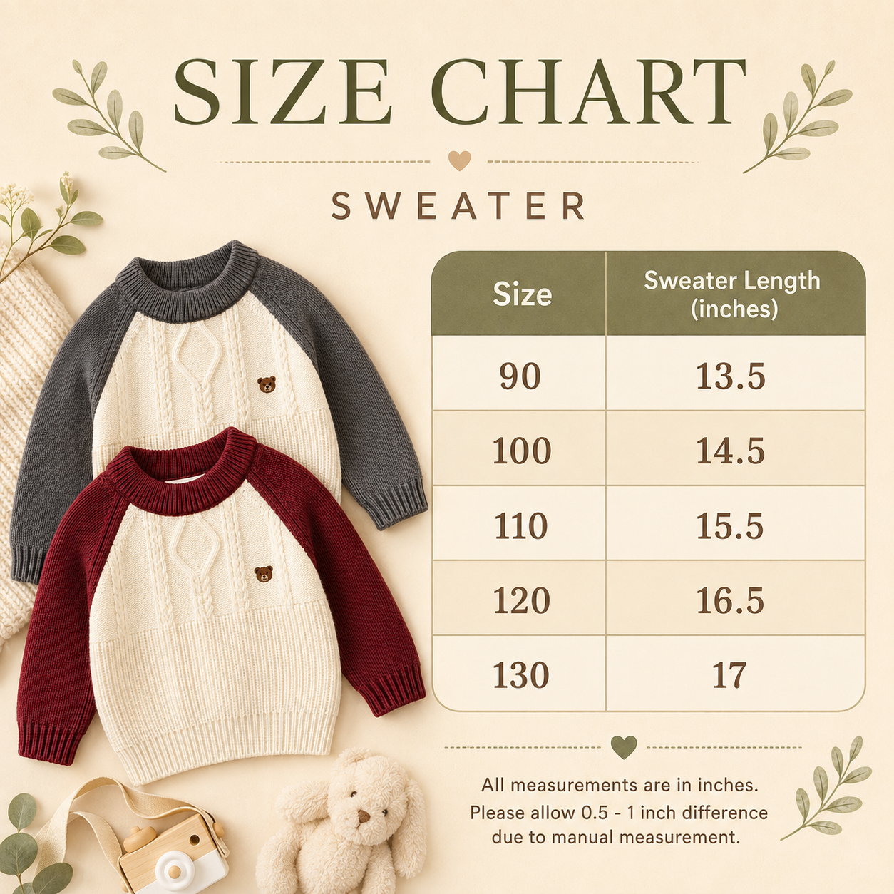 Kids Cable Knit Colorblock Sweater – 2 Colors