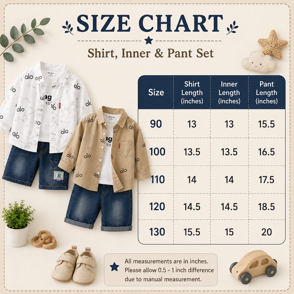 Boys 3-Piece Shirt & Denim Pants Set – 2 Colors