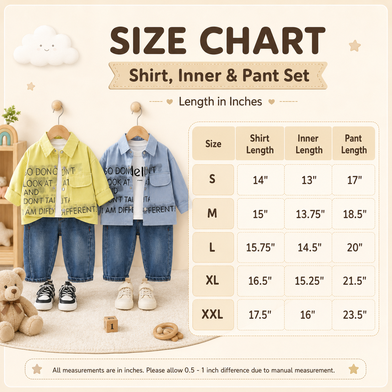 Boys 3-Piece Printed Shirt & Denim Pants Set – 2 Colors