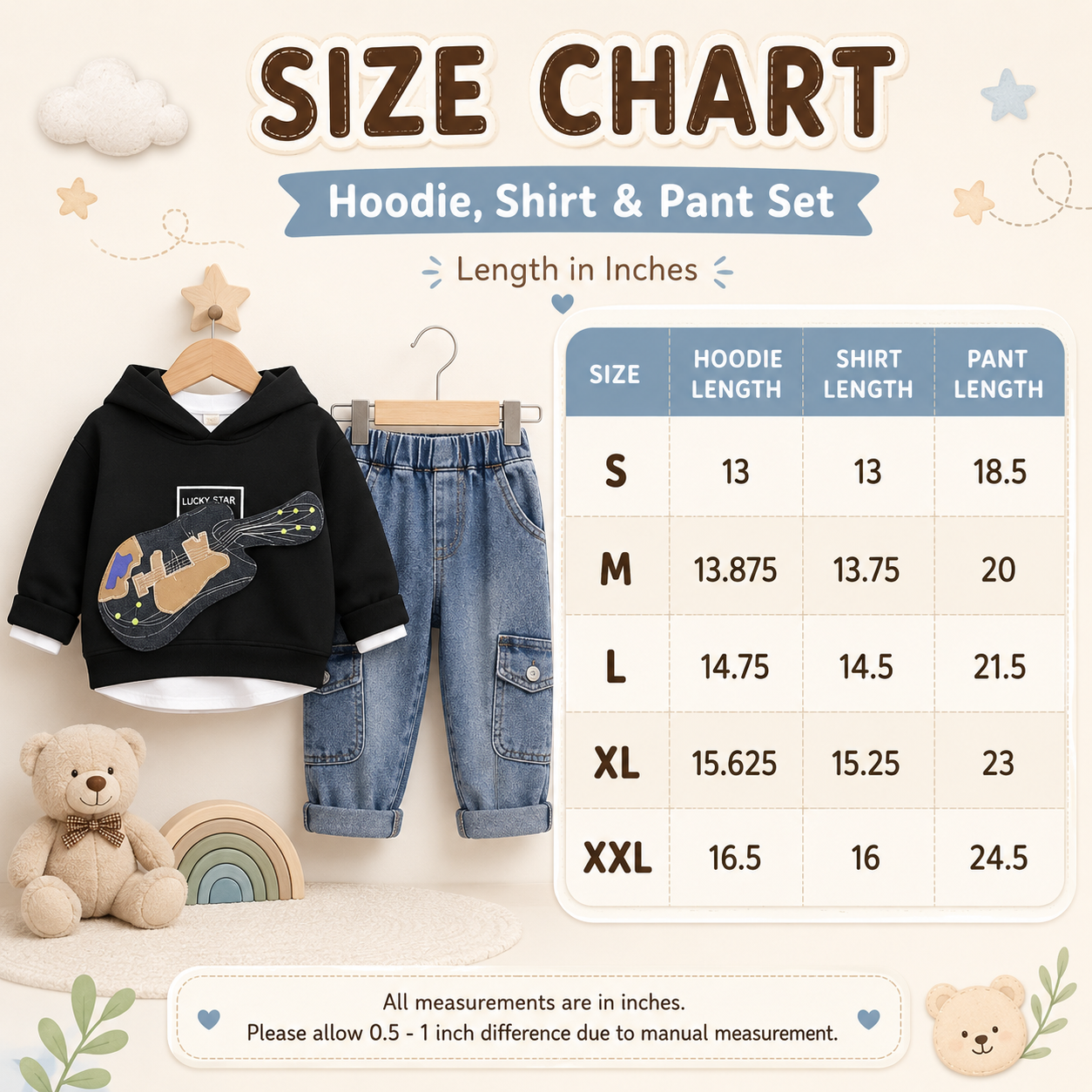 Boys Guitar Hoodie & Denim Pants 2PC Set