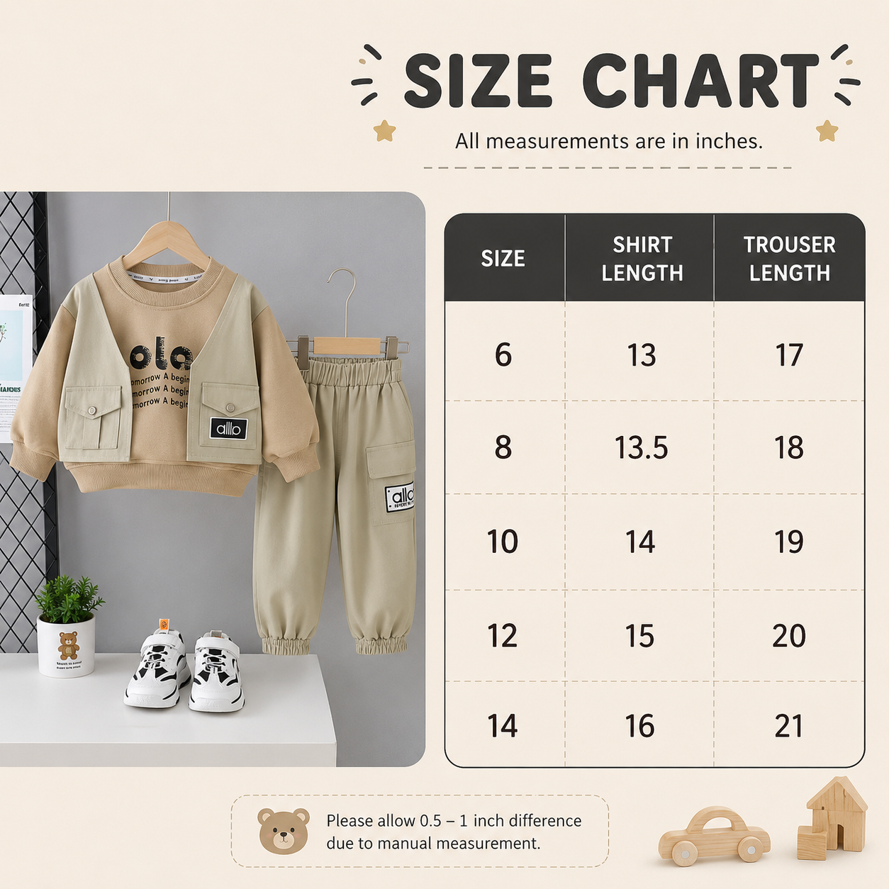 Boys Cargo Vest 2-Piece Outfit Set – 3 Colors