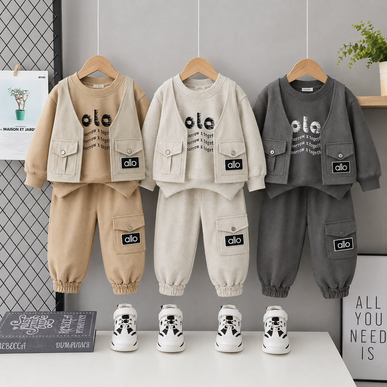 Boys Cargo Vest 2-Piece Outfit Set – 3 Colors