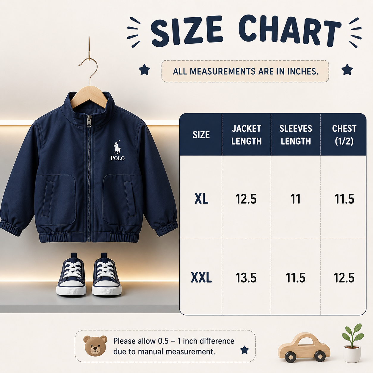 Boys Classic Zip-Up Jacket – 1 Pc | 4 Colors