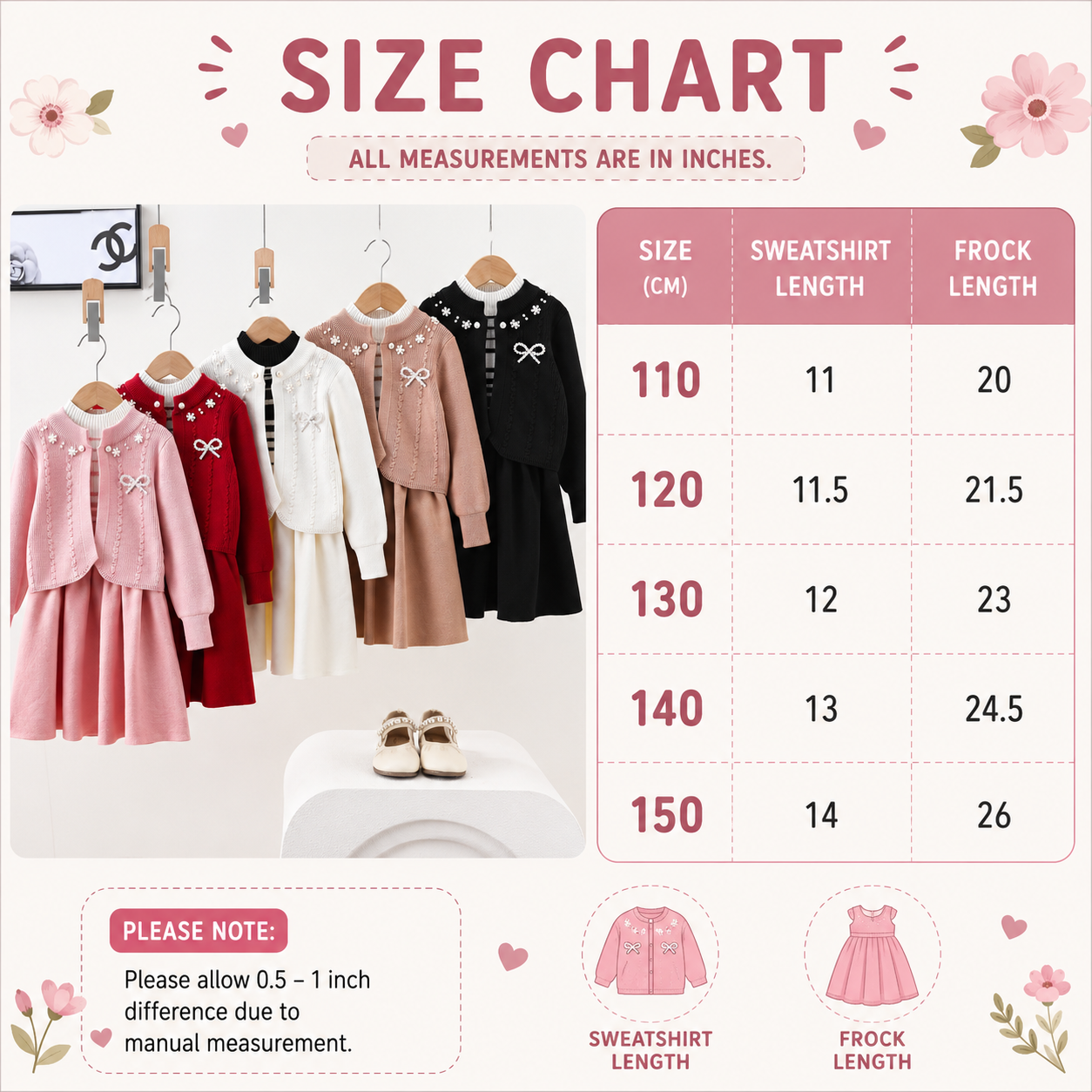 Girls Fur Cuff Sweatshirt & Skirt 2PC Set – 3 Colors