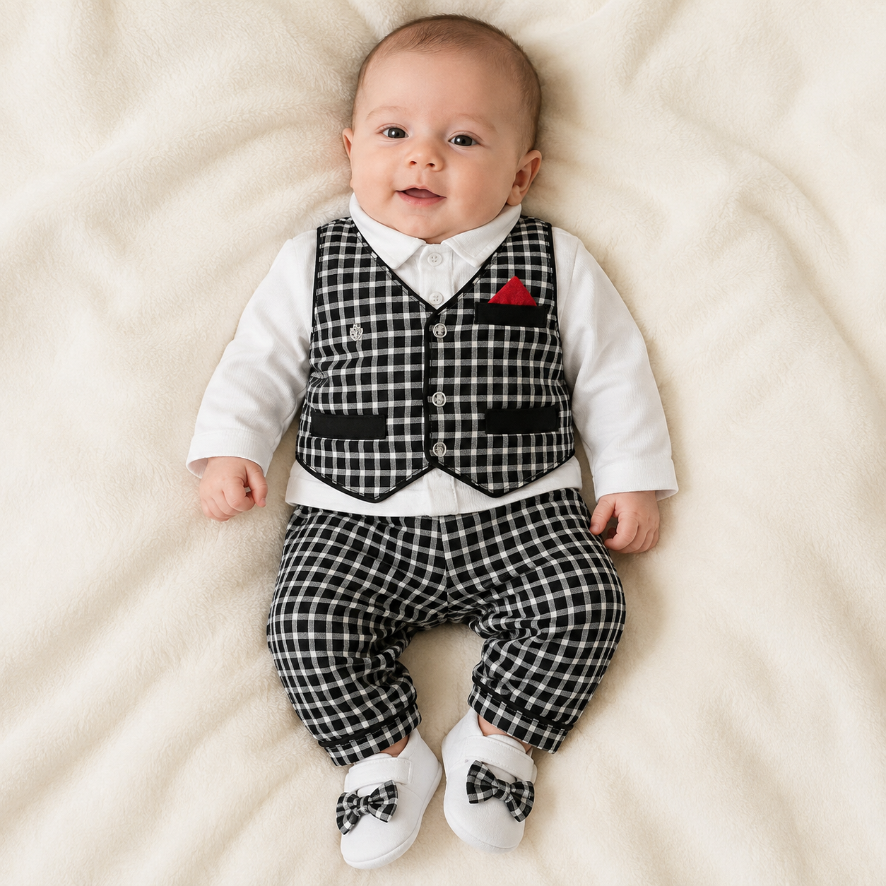 Baby Boy Checkered Formal Gift Set with Shoes