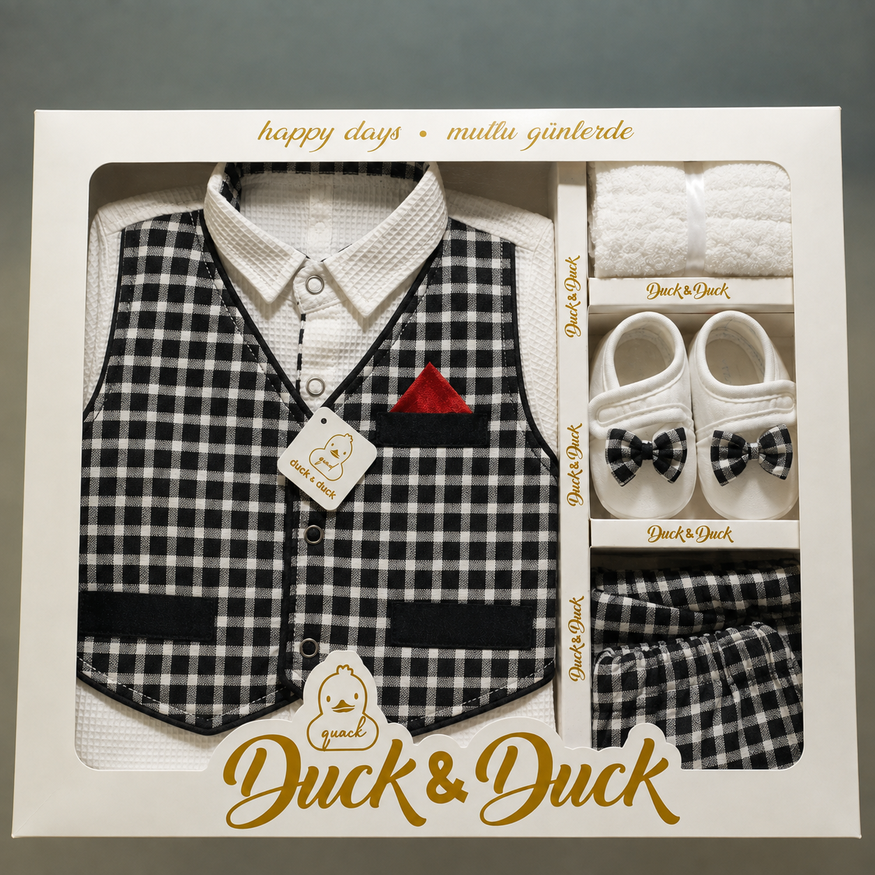 Baby Boy Checkered Formal Gift Set with Shoes