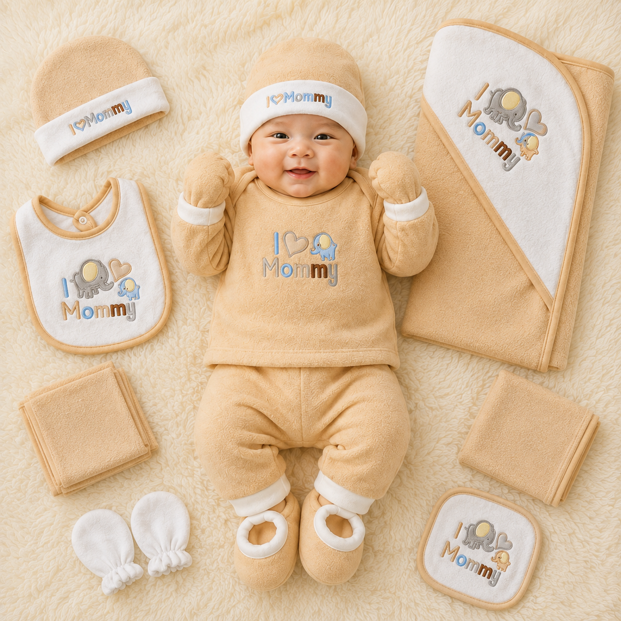 11-Piece Newborn Polar Fleece Starter Set – 3 Colors
