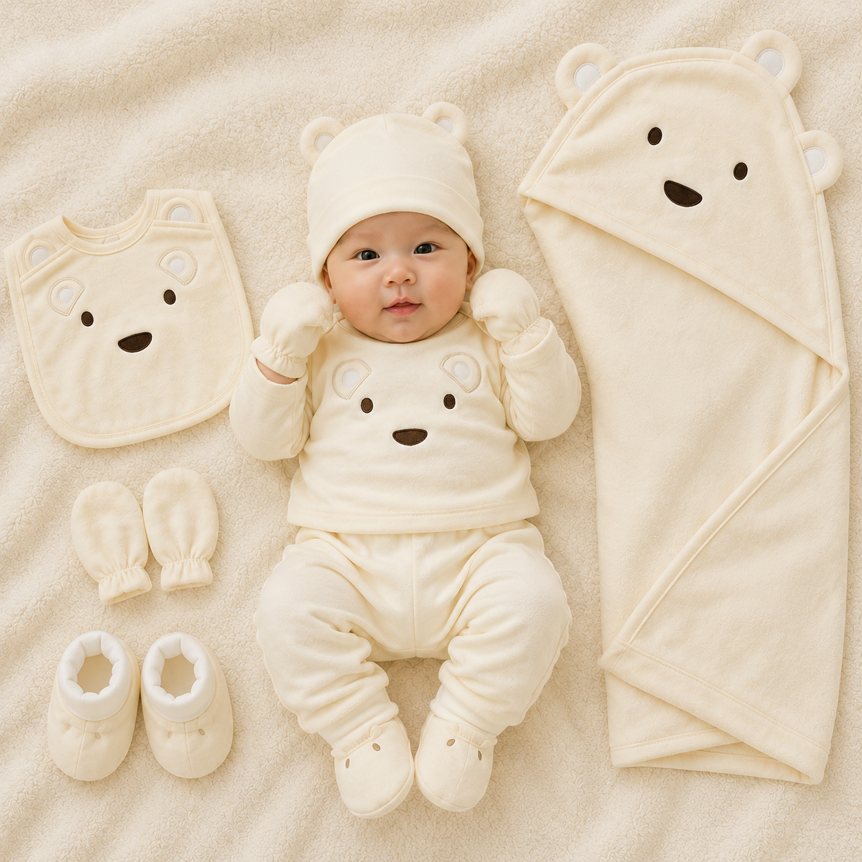 8-Piece Newborn Polar Fleece Starter Set – 3 Colors