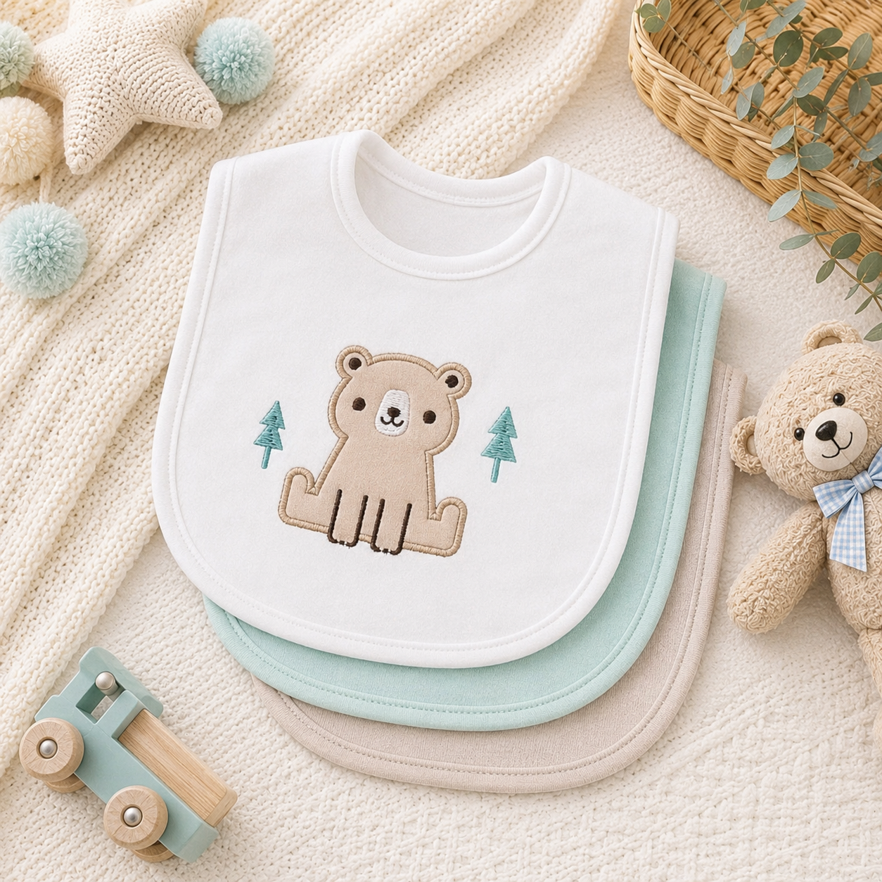 Baby 3-Piece Soft Bib Set – Assorted Designs