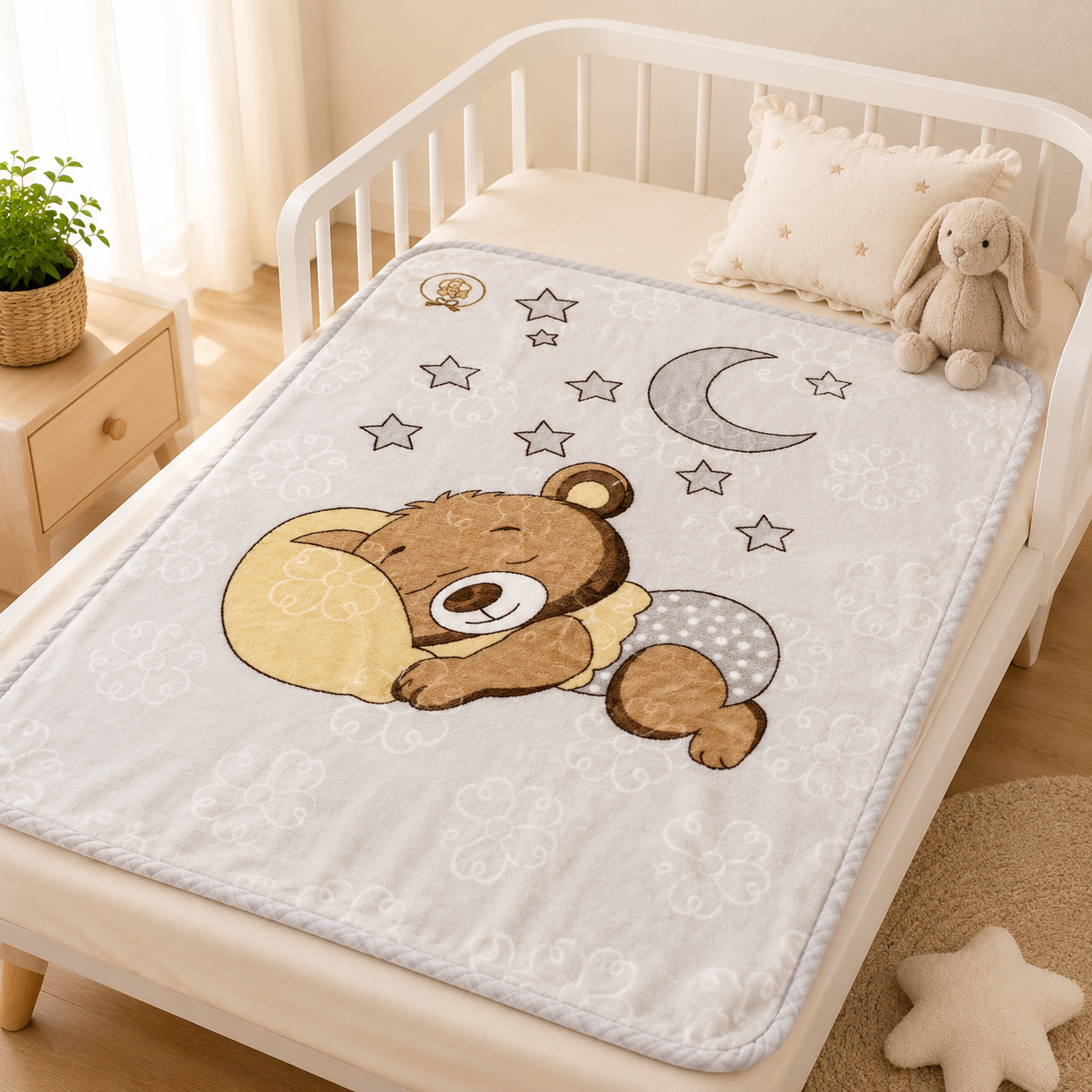 Sleeping Bear Plush Baby Blanket – 40×52 Inches