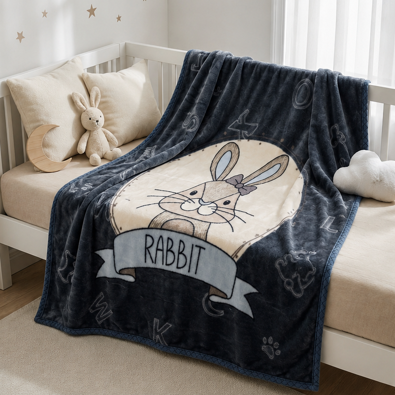 Cute Rabbit Plush Baby Blanket – Multiple Sizes