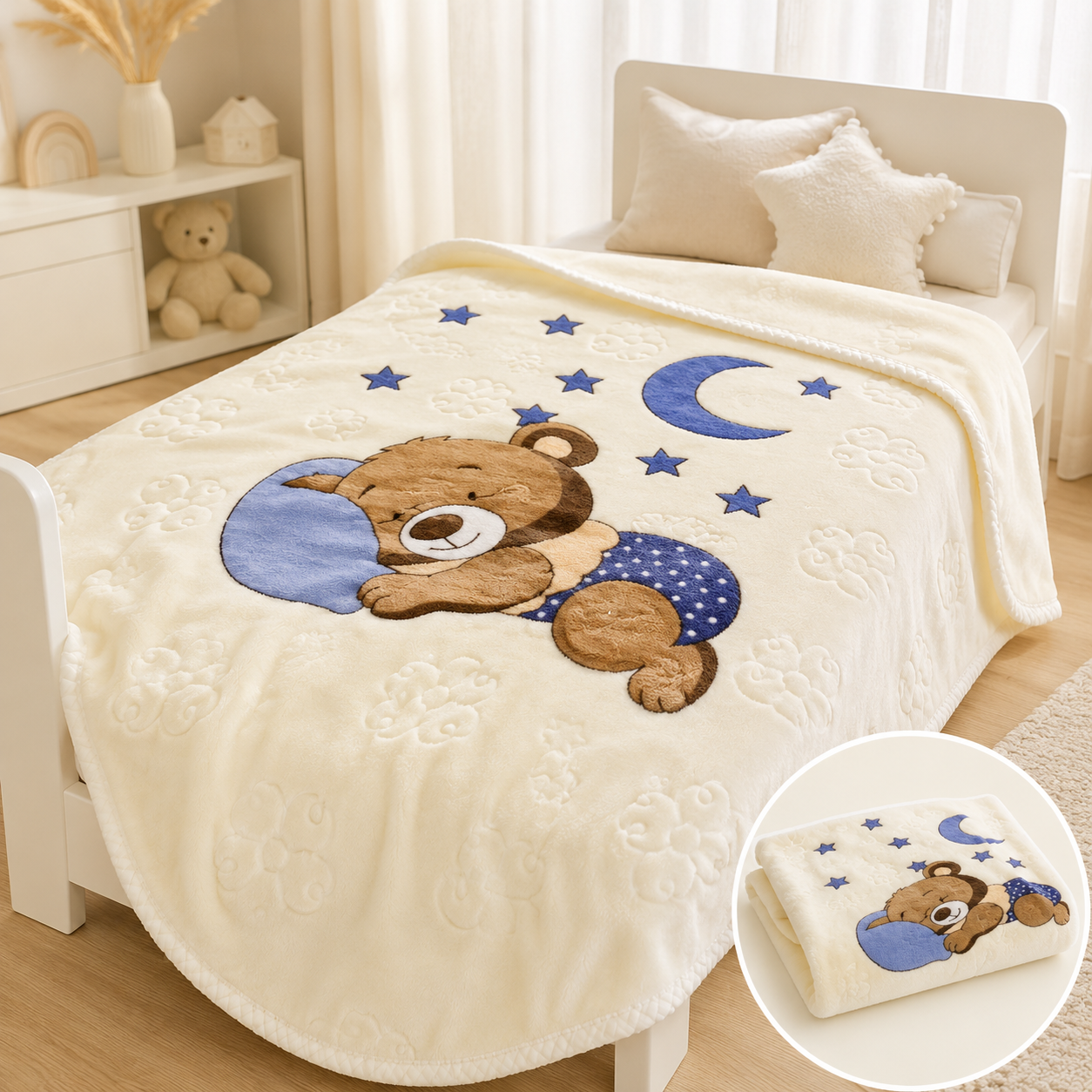 Sleepy Bear Plush Baby Blanket – 40×52 Inches