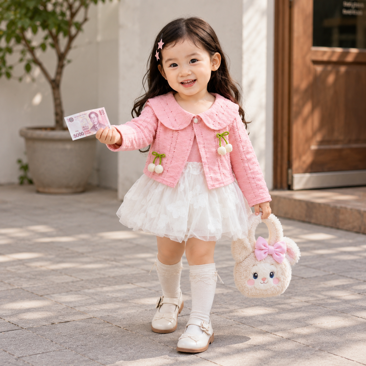 Girls Cherry Cardigan & Tulle Frock 2PC Set – 2 Colors