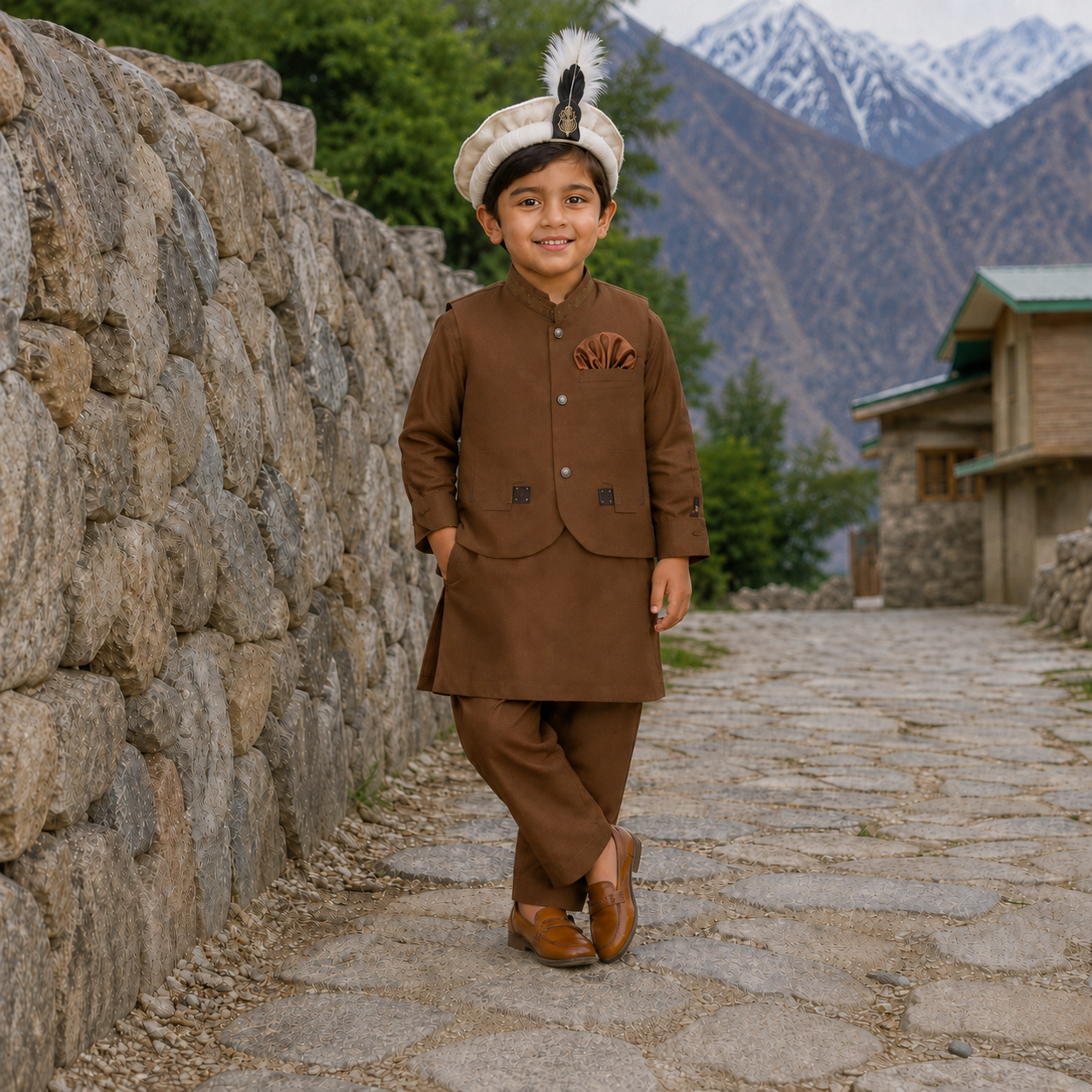 Boys Traditional Waistcoat Shalwar Kameez 3PC Set – 6 Colors
