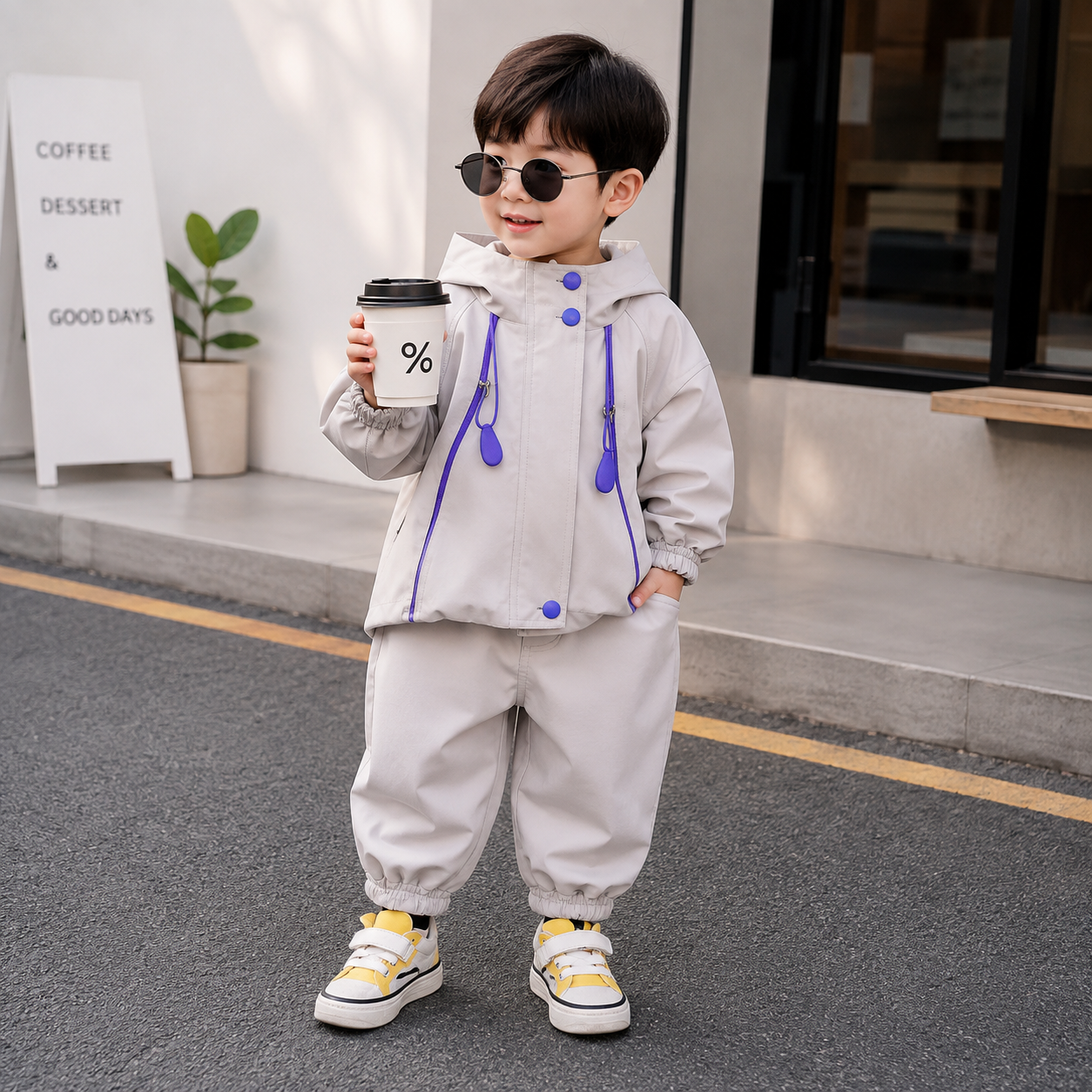 Boys Hooded Jacket & Jogger 2PC Set – 2 Colors