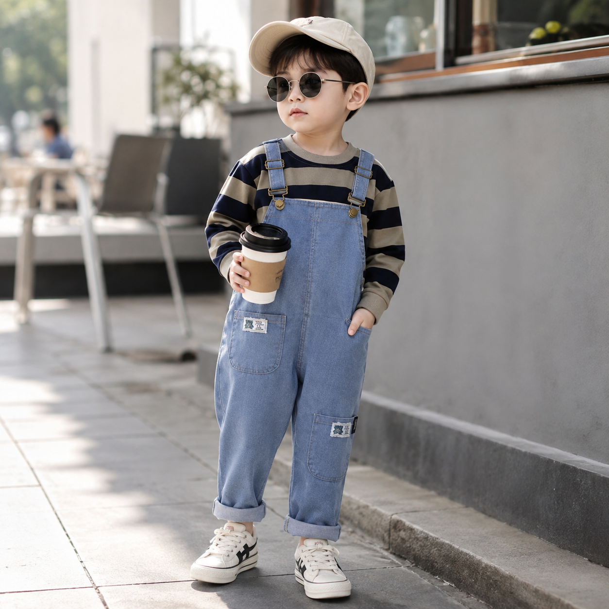 Boys Striped Shirt & Denim Dungaree 2PC Set – 3 Colors
