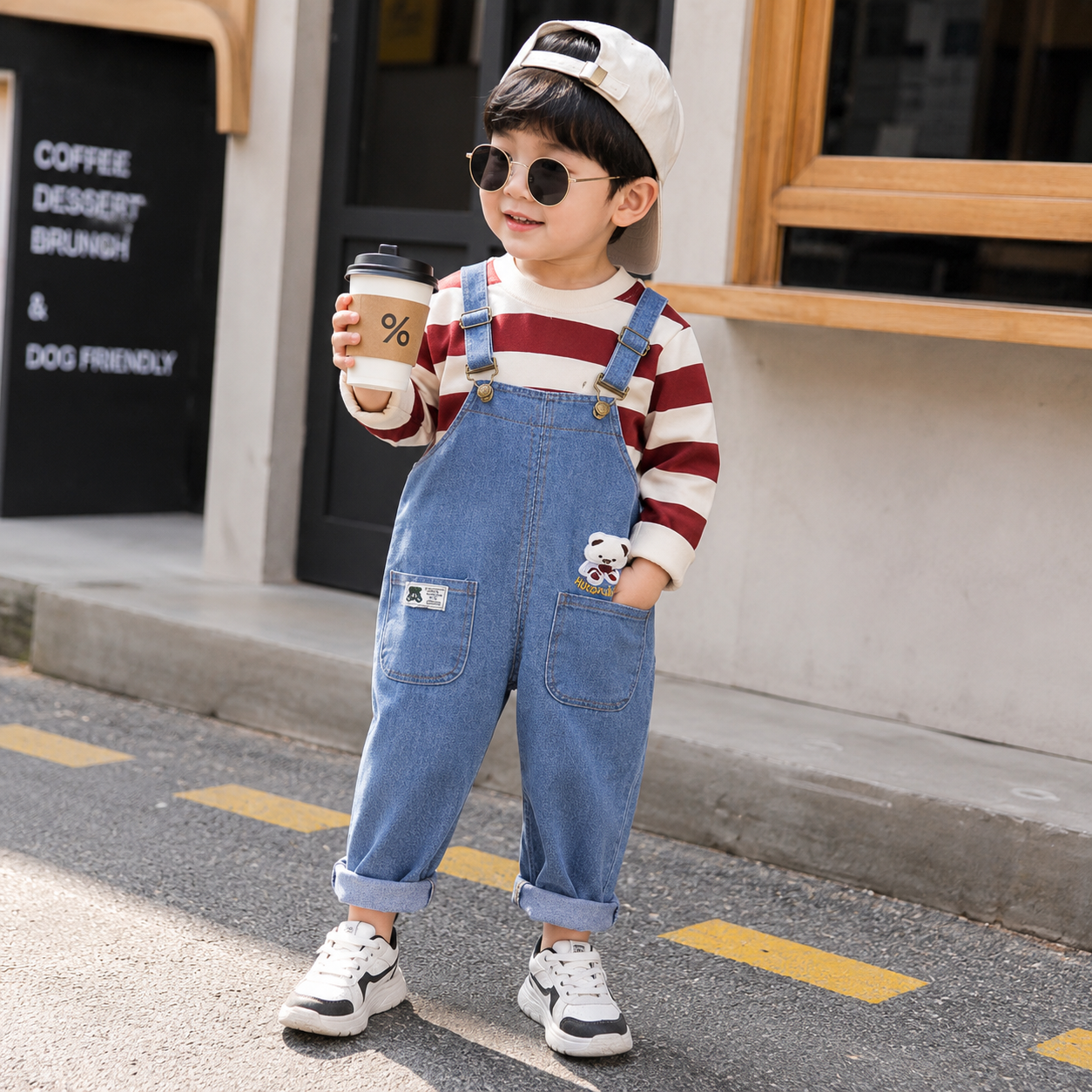 Boys Striped Shirt & Denim Dungaree 2PC Set – 3 Colors