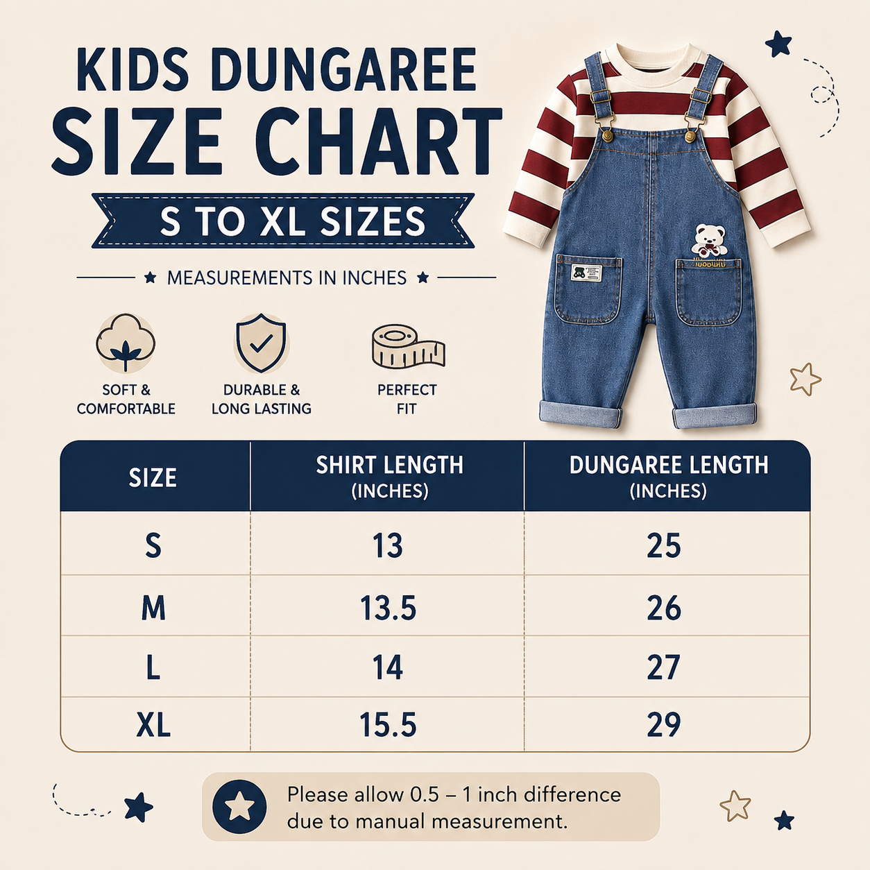 Boys Striped Shirt & Denim Dungaree 2PC Set – 3 Colors
