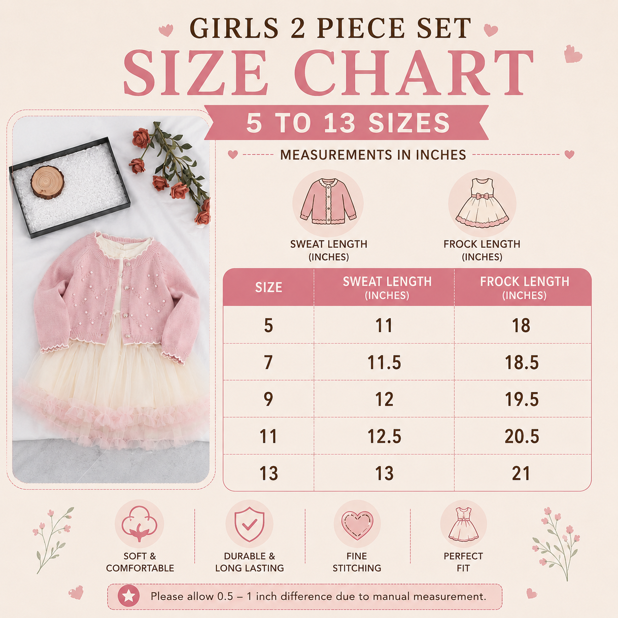 Girls Pearl Cardigan & Tulle Frock 2PC Set – 3 Colors