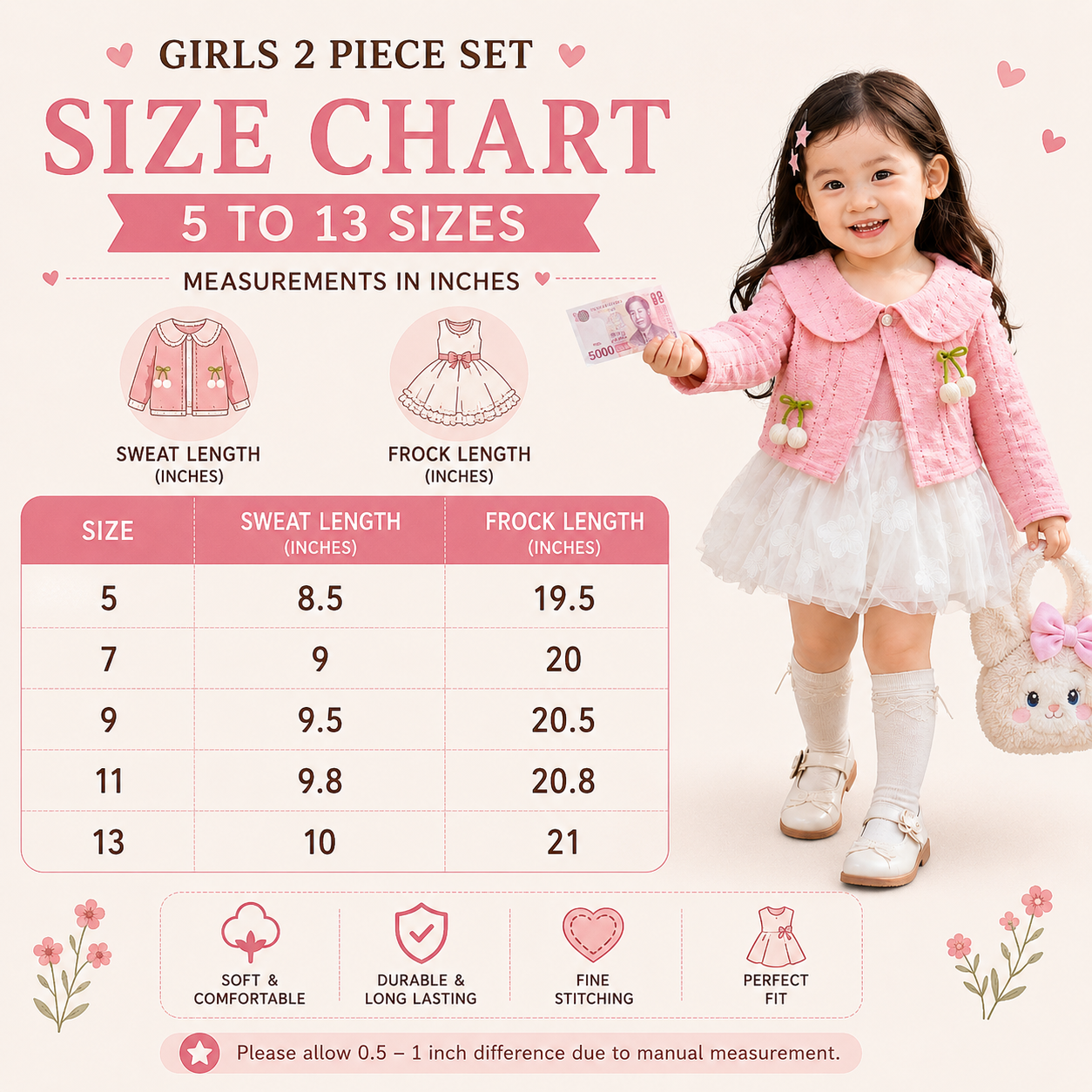 Girls Cherry Cardigan & Tulle Frock 2PC Set – 2 Colors