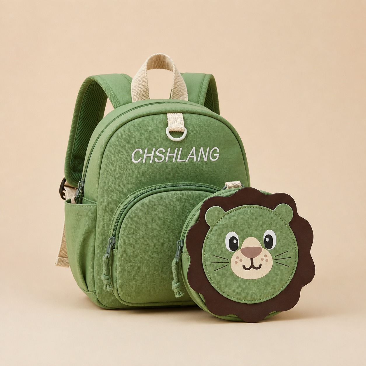 Kids Backpack with Detachable Mini Lion Pouch