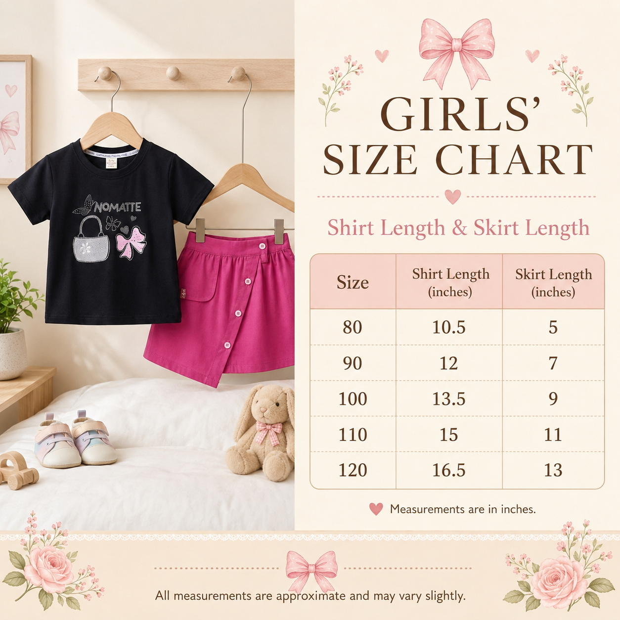 Girls Graphic T-Shirt & Button Skort 2-Piece Set