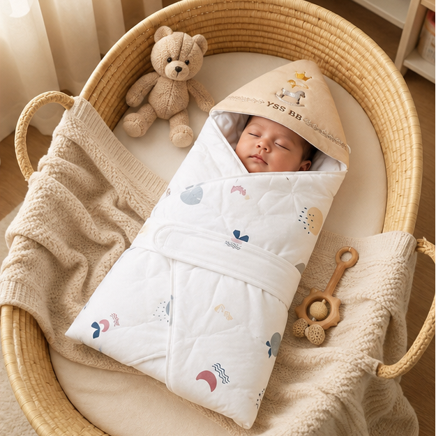 Little Unicorn Hooded Baby Swaddle Blanket