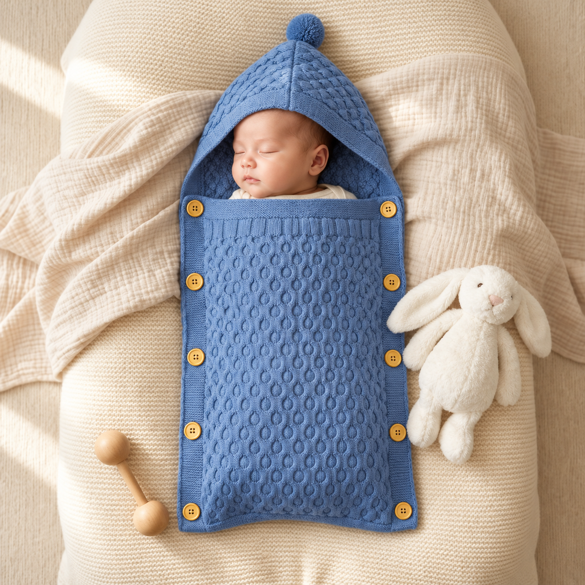 Cozy Knit Hooded Baby Wrap – 3 Colors