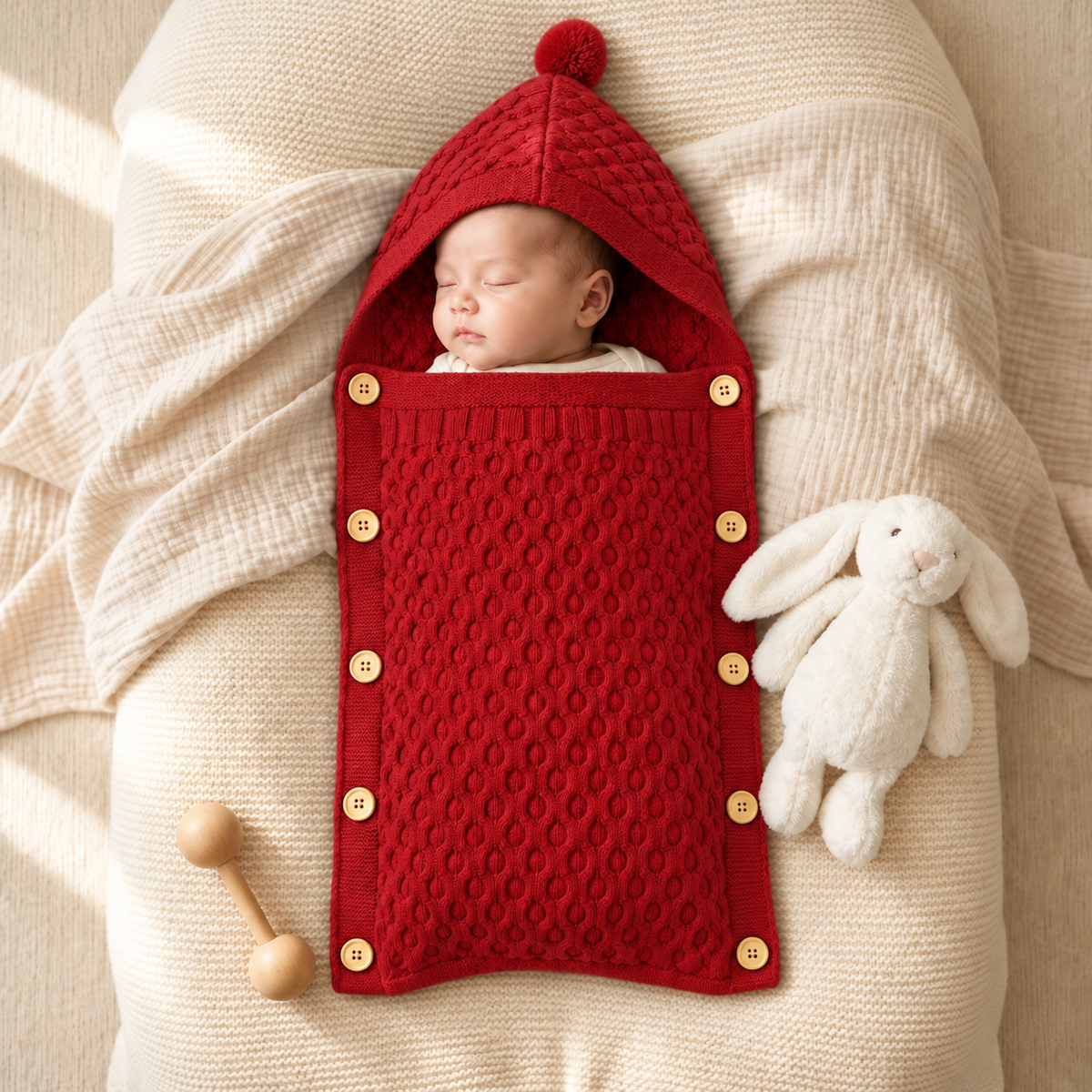 Cozy Knit Hooded Baby Wrap – 3 Colors