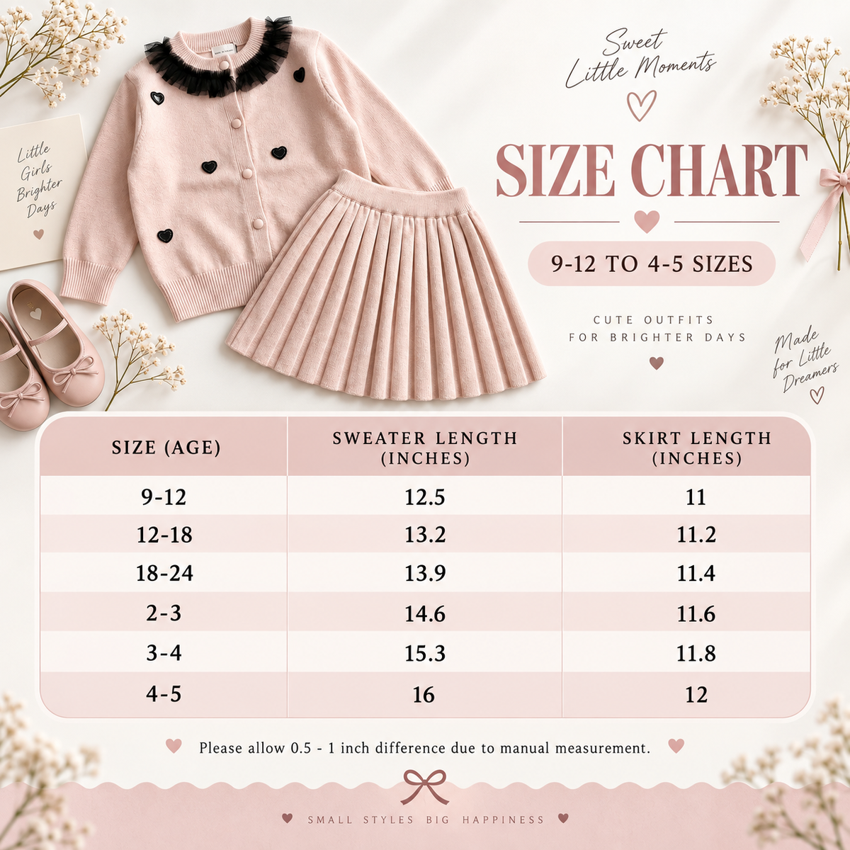 Girls Heart Charm 2-Piece Sweater & Pleated Skirt Set | Faba Kids