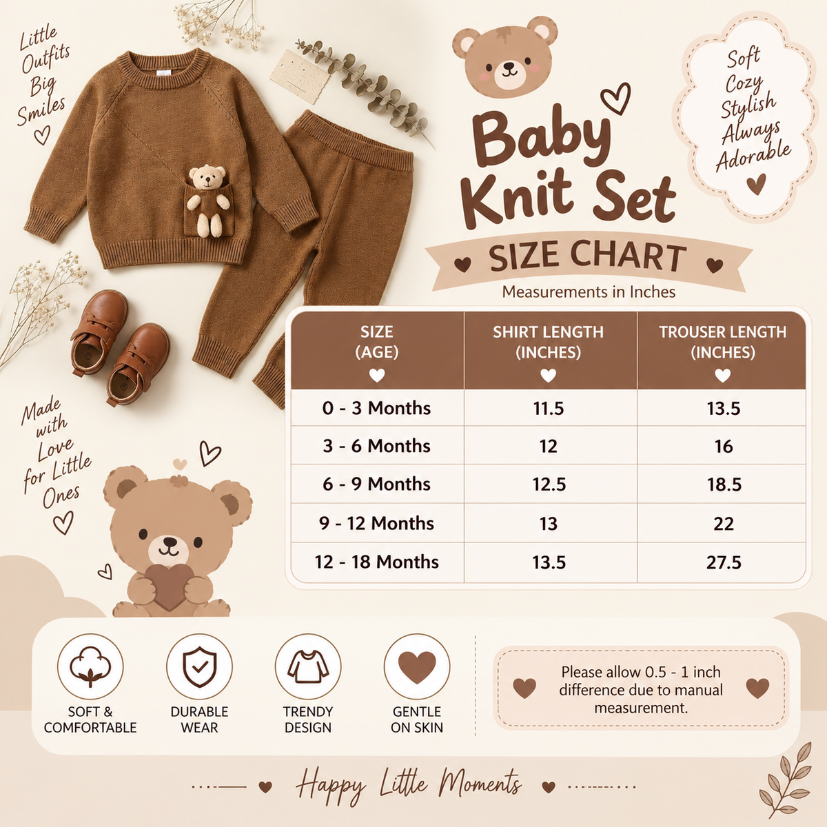 2-Piece Teddy Knit Shirt & Trouser Set – 3 Colors | Faba Kids