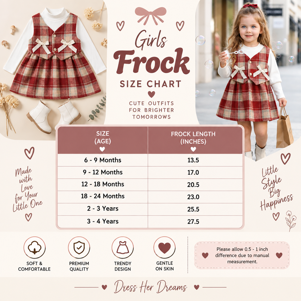 Girls Plaid Bow Frock – 2 Colors | Faba Kids