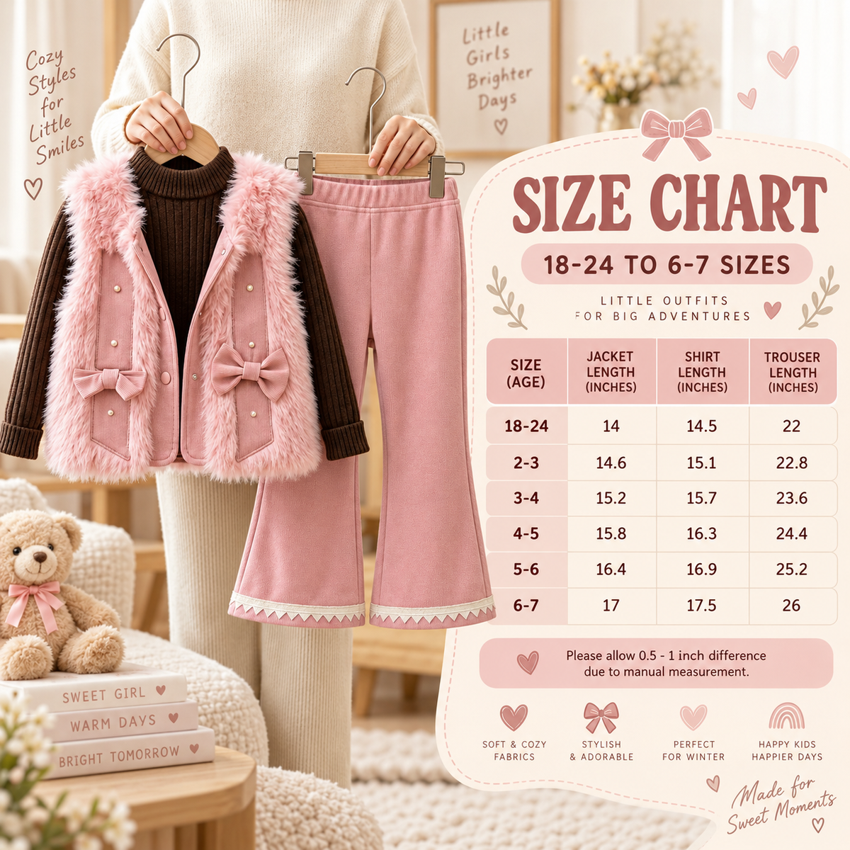 Girls 3PC Faux Fur Vest Winter Set | Faba Kids