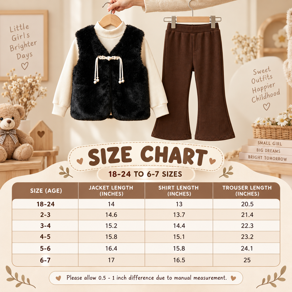 Girls 3PC Faux Fur Vest Winter Set | Faba Kids