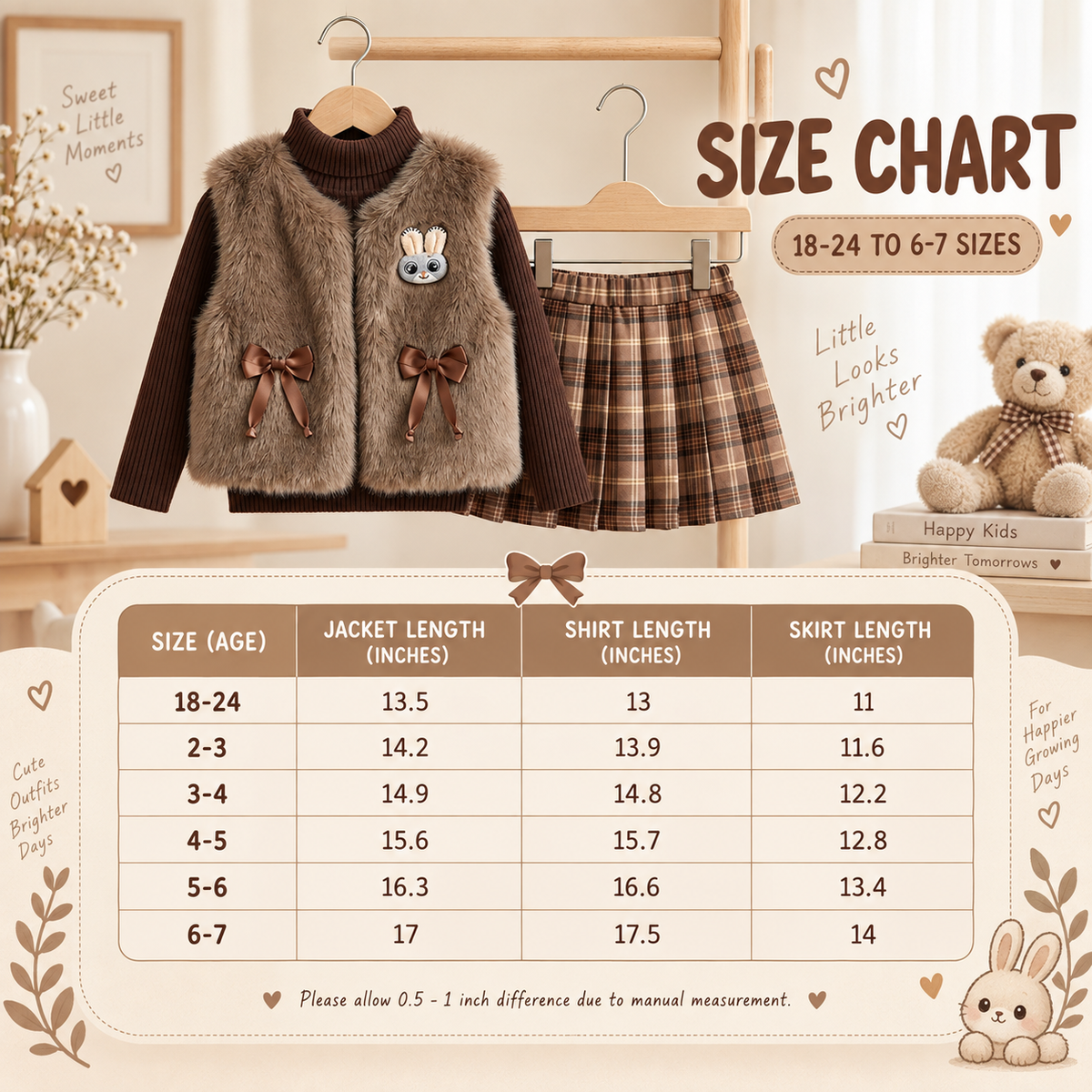 Girls 3PC Bunny Faux Fur Skirt Set | Faba Kids
