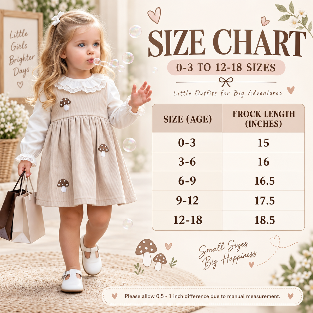 Girls Mushroom Embroidered Corduroy Frock | Faba Kids
