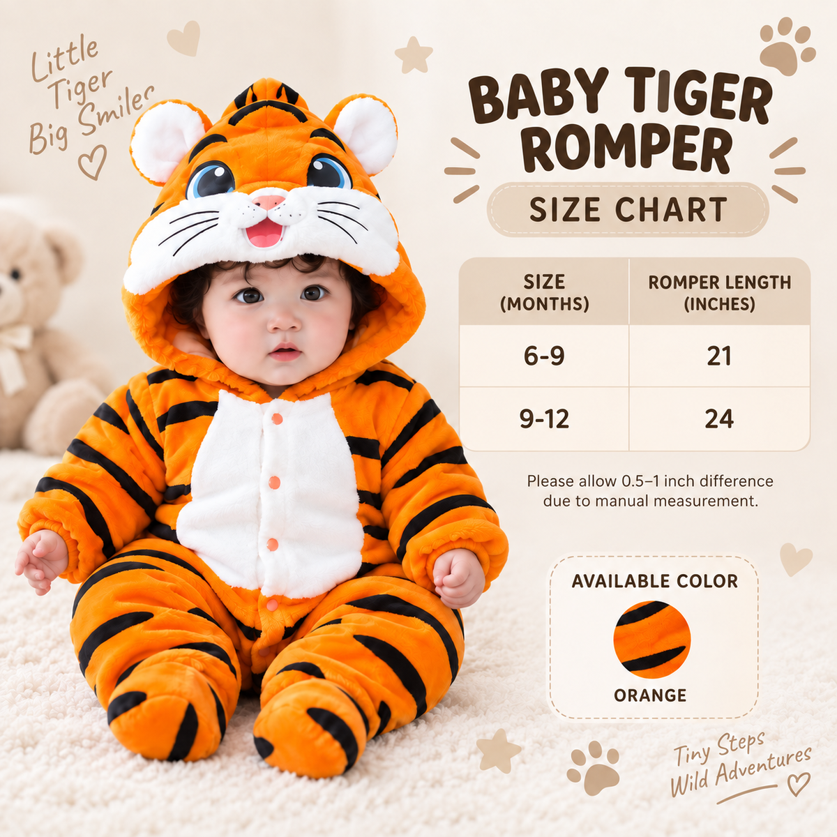 Baby Tiger Romper with Detachable Booties | Faba Kids