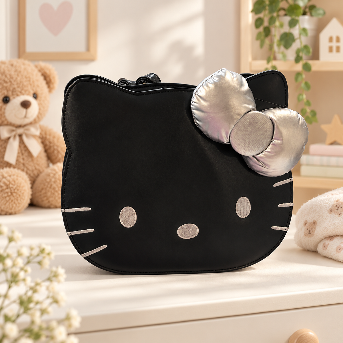 Bow Cat Face Girls Backpack