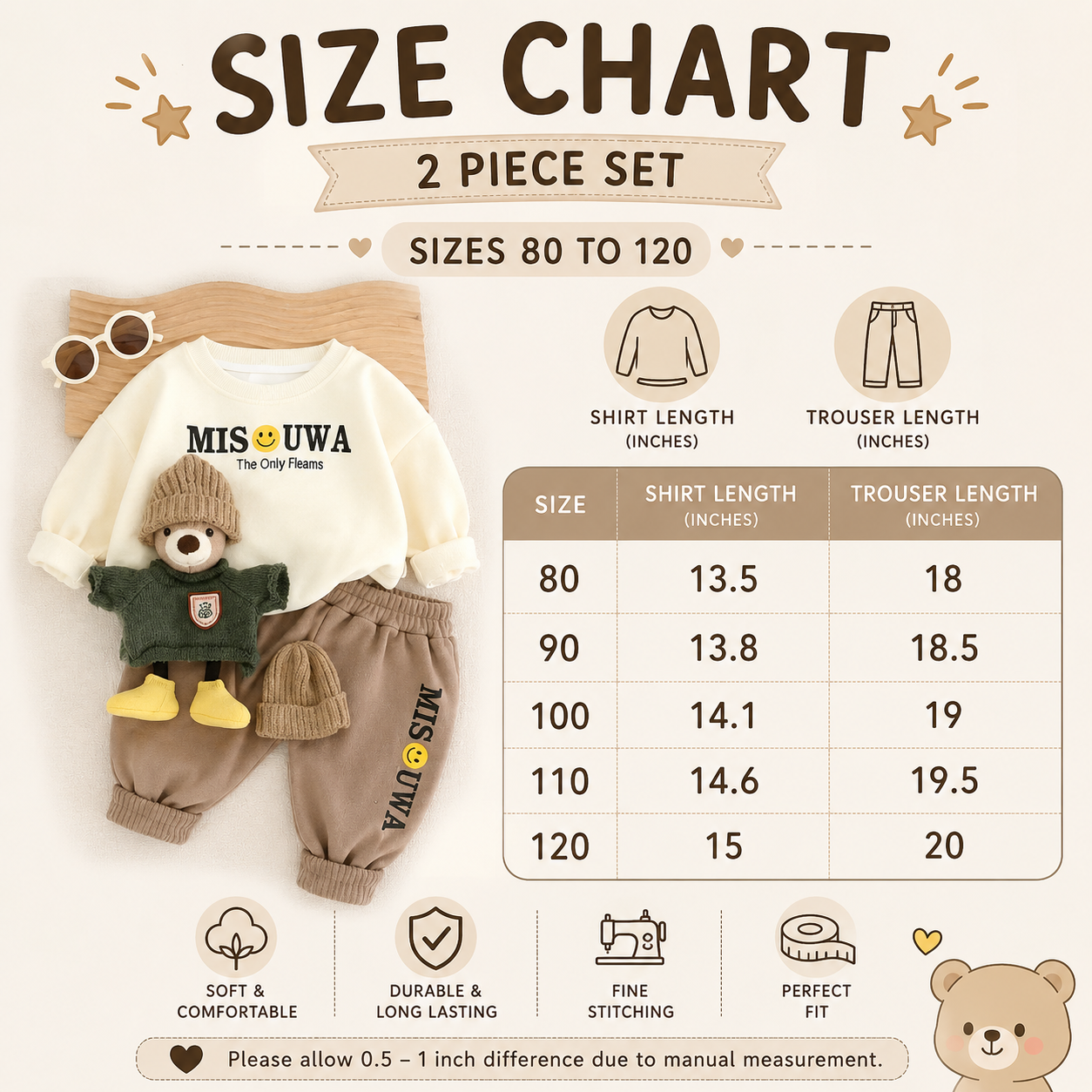 Boys 3D Teddy Bear 2PC Sweatshirt & Trouser Set