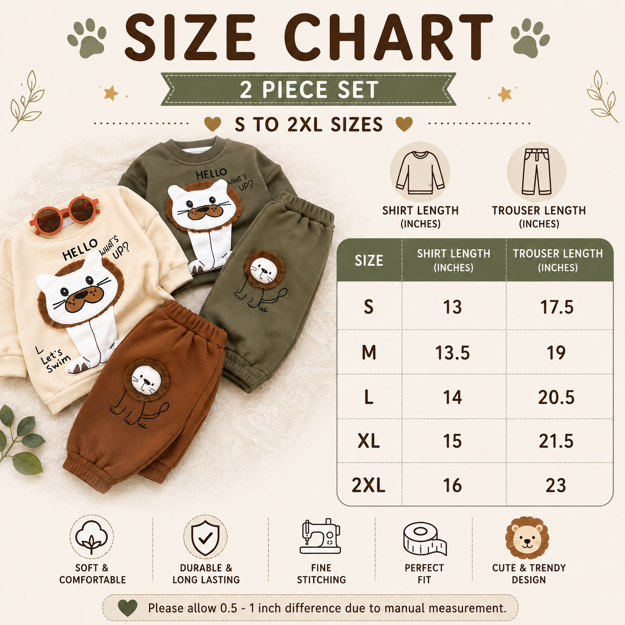Boys Lion Appliqué 2PC Sweatshirt & Trouser Set