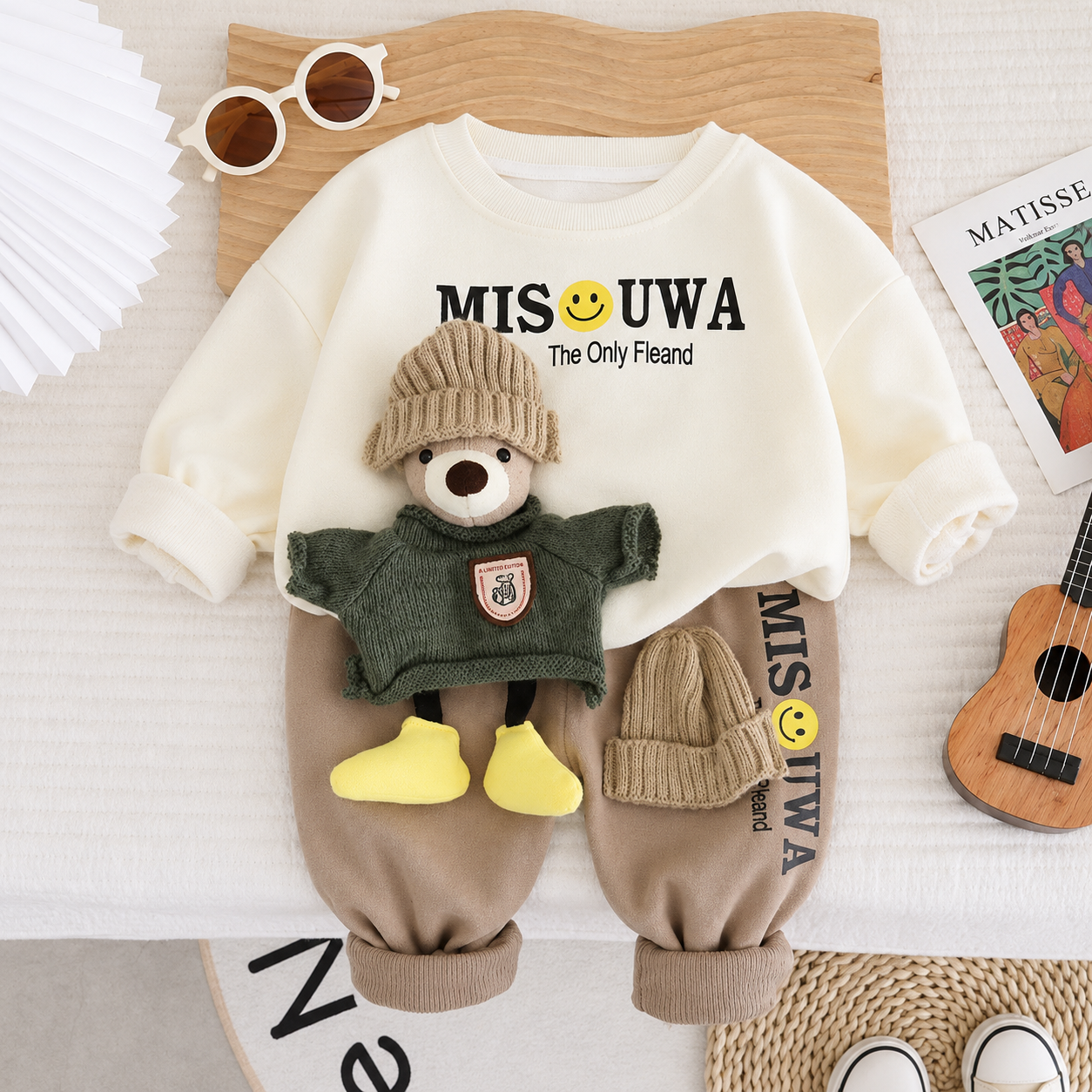 Boys 3D Teddy Bear 2PC Sweatshirt & Trouser Set